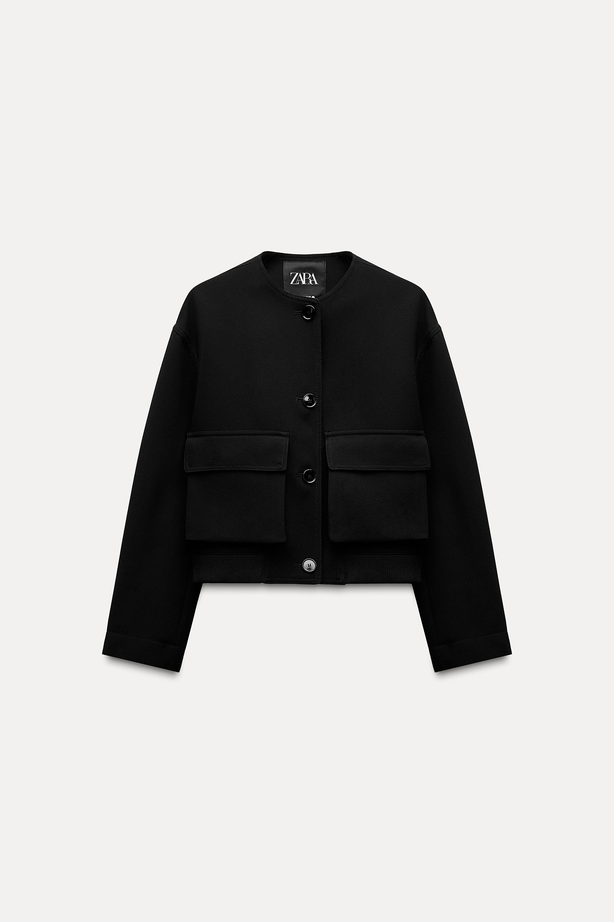 ZW COLLECTION BOMBER JACKET WITH POCKETS Black ZARA Ireland