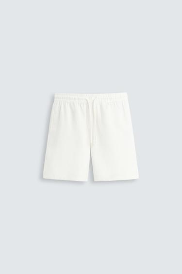 Zara REGULAR FIT TEXTURED SHORTS - Oyster-white
