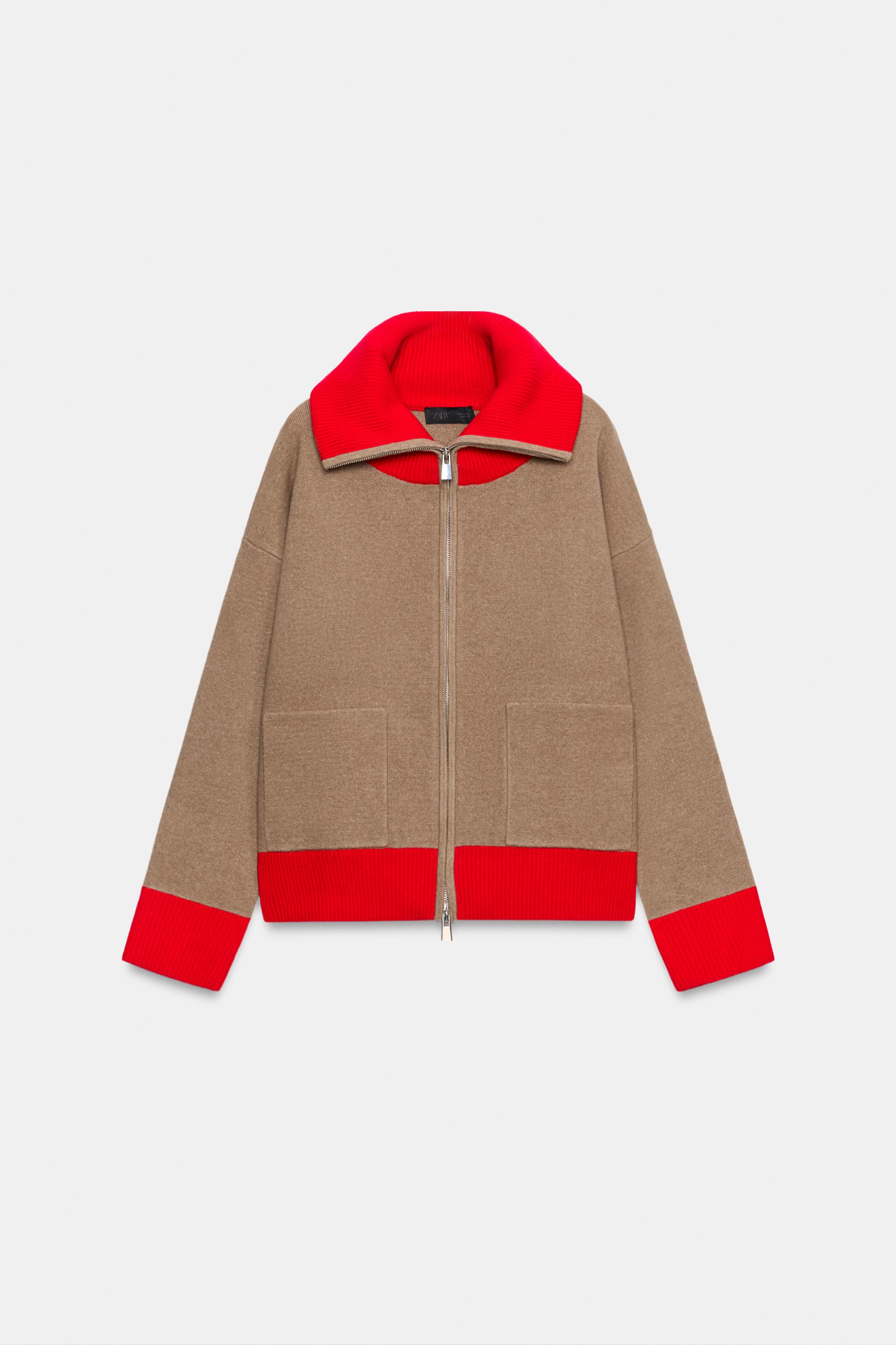 コンビニットジャケット - エクリュ/ レッド | ZARA Japan / 日本