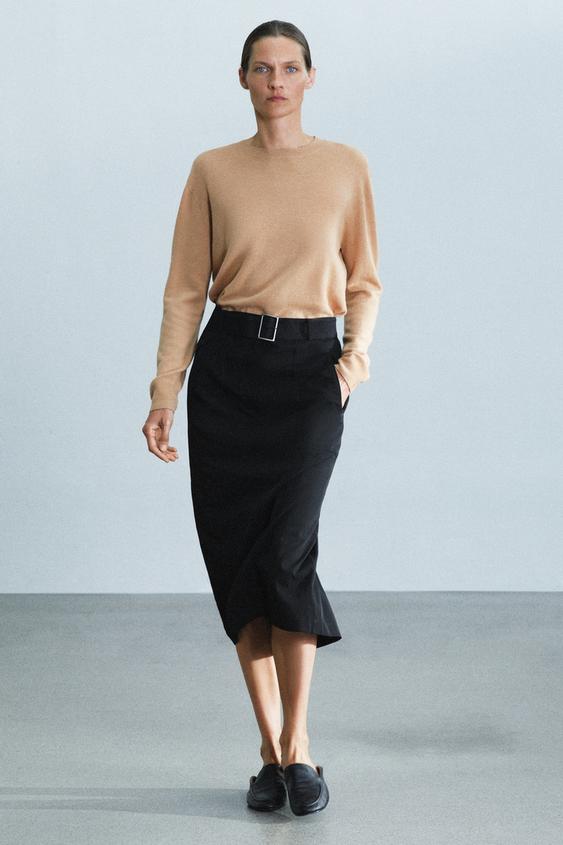 ZW COLLECTION MIDI CARGO SKIRT WITH BELT - Black by Zara - Image 0