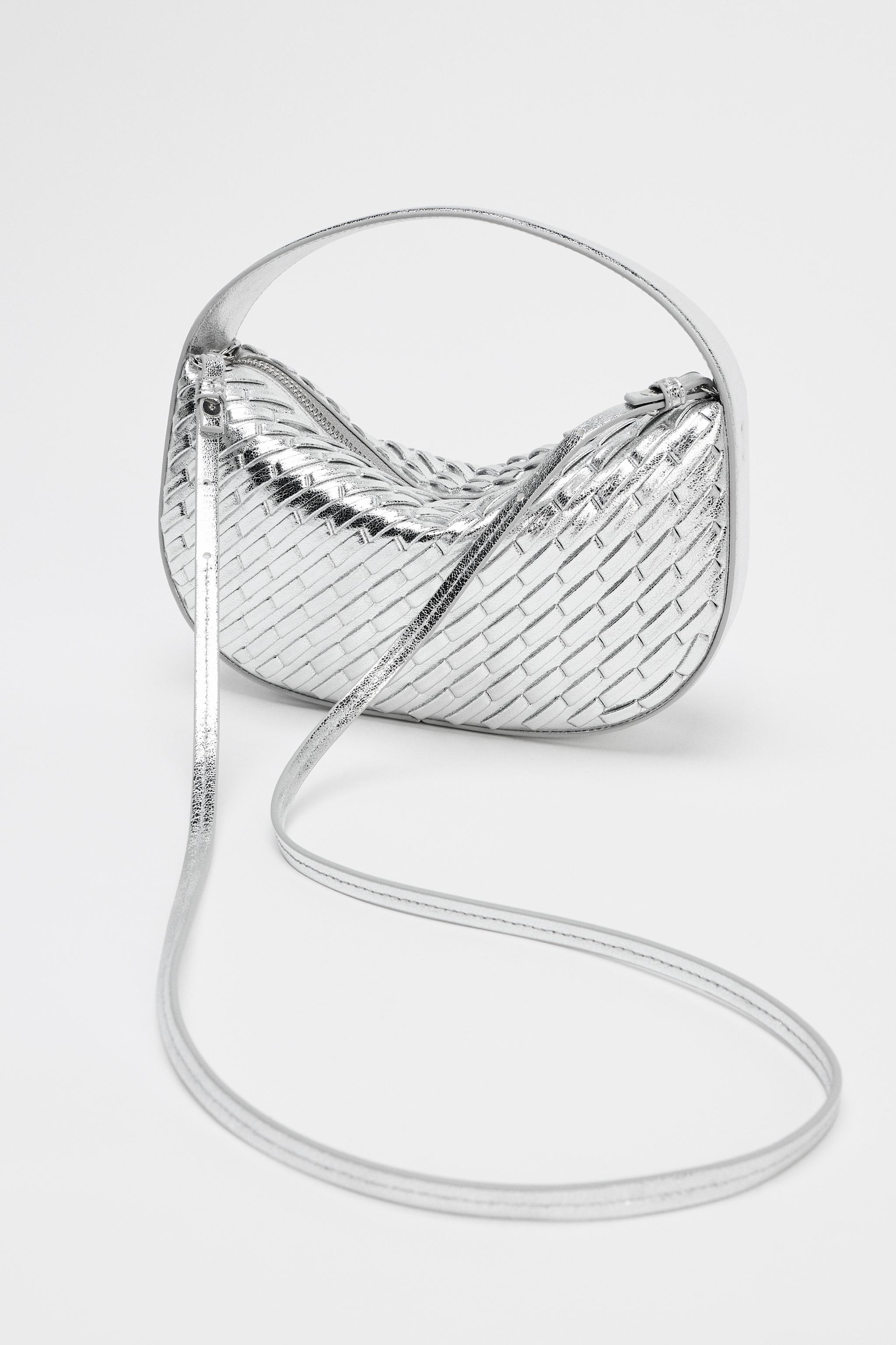 WOVEN EFFECT HANDBAG - Silver | ZARA United States