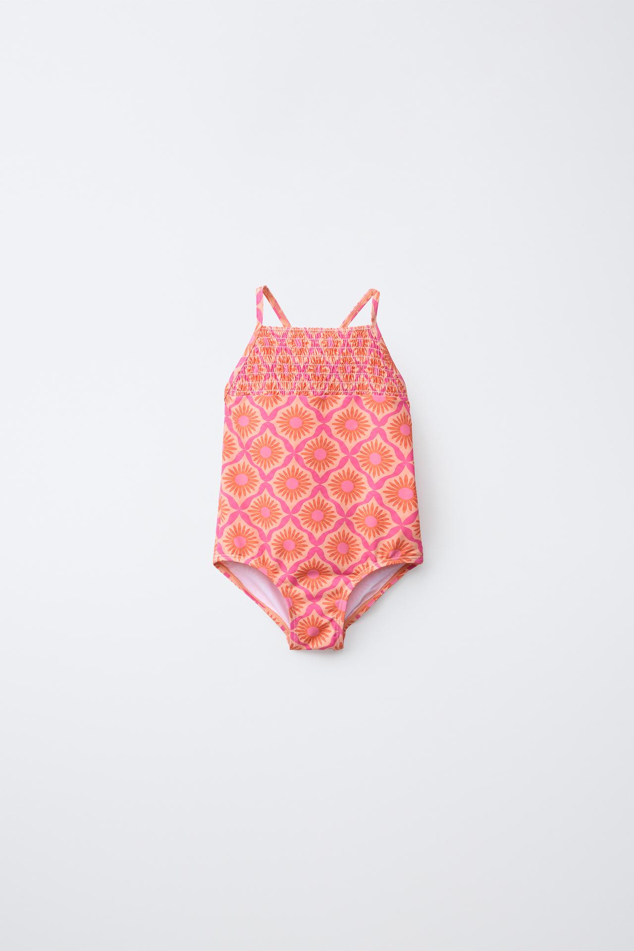 1-6 YEARS / SUN PRINT SWIMSUIT — Fuchsia