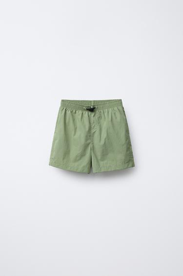 6-14 YEARS/ PLAIN SWIM BERMUDA SHORTS - Green by Zara