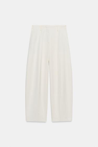 ZW COLLECTION BALLOON TROUSERS WITH LINEN BLEND - Ecru by Zara - Image 4