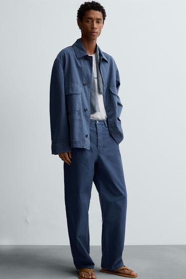 WASHED STRAIGHT-LEG TROUSERS - Bluish by Zara