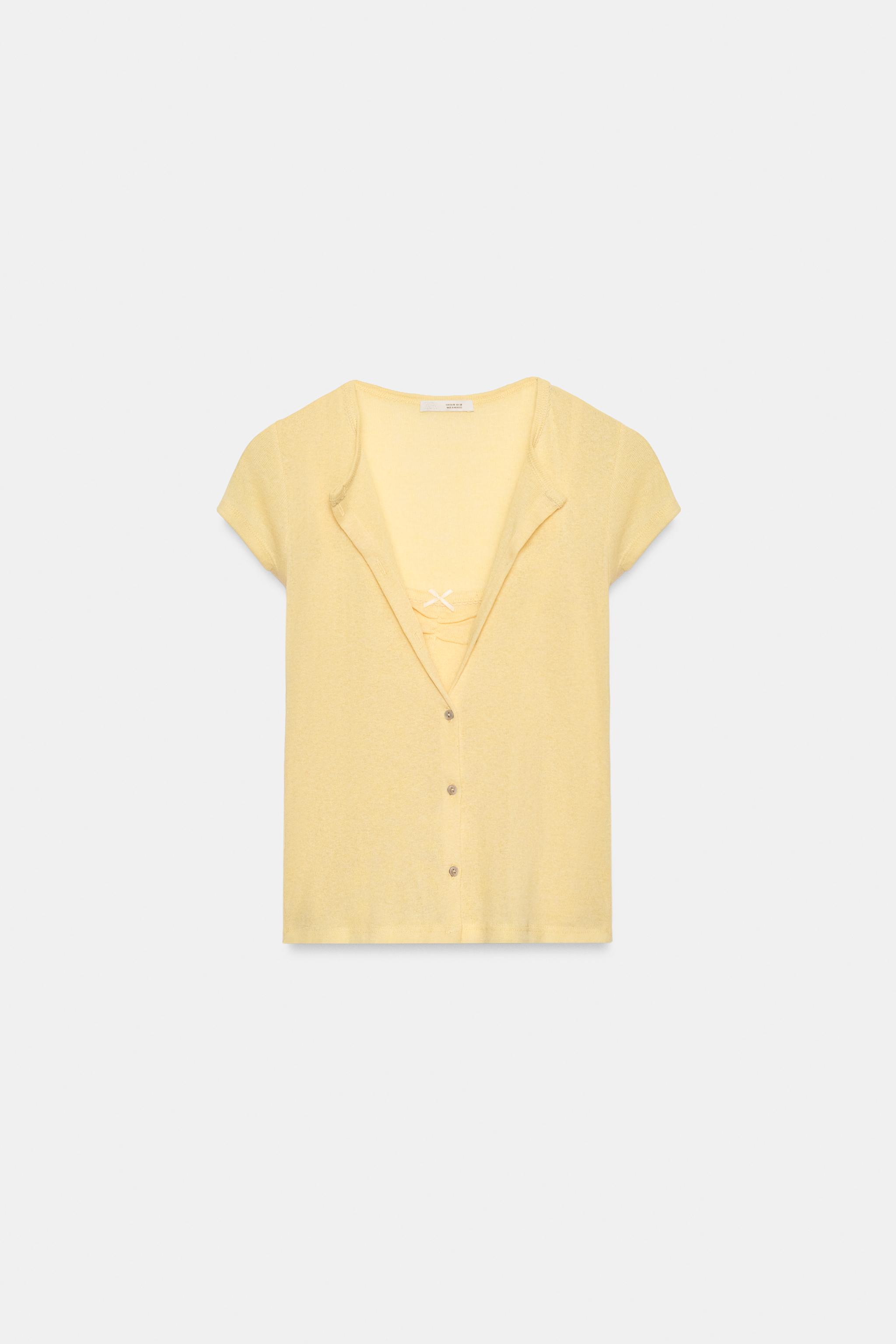 COMBINATION BOW JACKET TOP — Light yellow