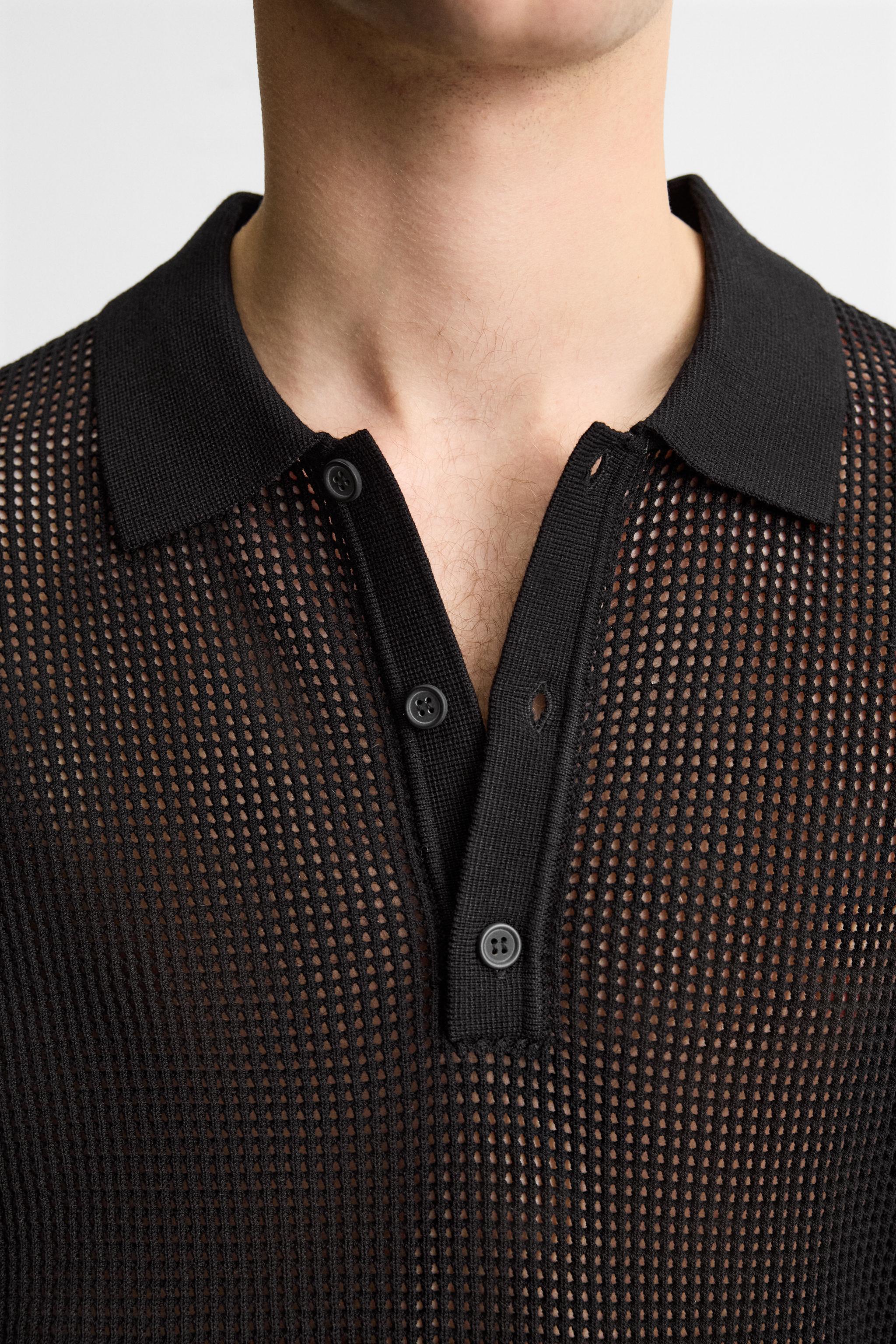 KNIT LACE POLO SHIRT - Black | ZARA United States