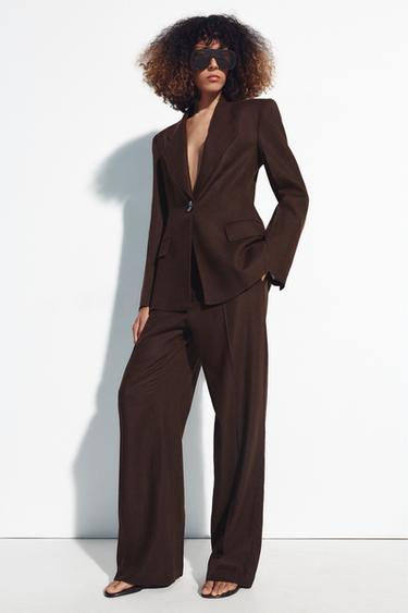 STRAIGHT-LEG TROUSERS - Brown by Zara