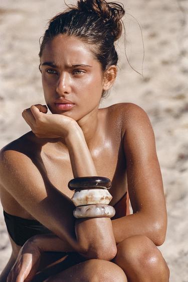 Zara THREE-PACK OF RIGID RESIN BRACELETS - Brown