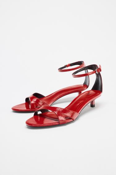 LEATHER STRAP SANDALS - Red by Zara - Image 4