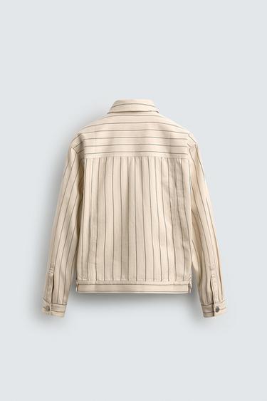 BLOUSON COUPE DÉCONTRACTÉE À RAYURES - Écru de Zara - Image 8
