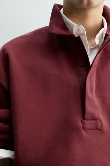 BOXY FIT POLO SHIRT - Burgundy by Zara - Image 5