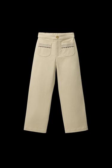 HOSE MIT STICKEREITASCHEN - Butterfarben von Zara - Bild 0