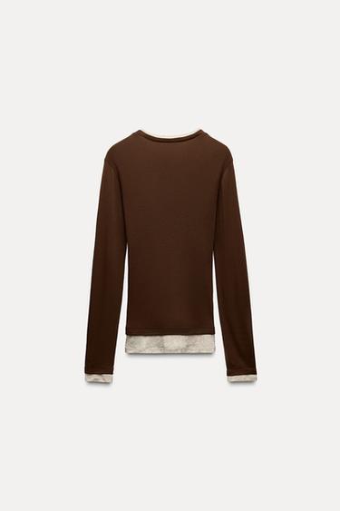 T-SHIRT DOUBLE - Marron de Zara - Image 5