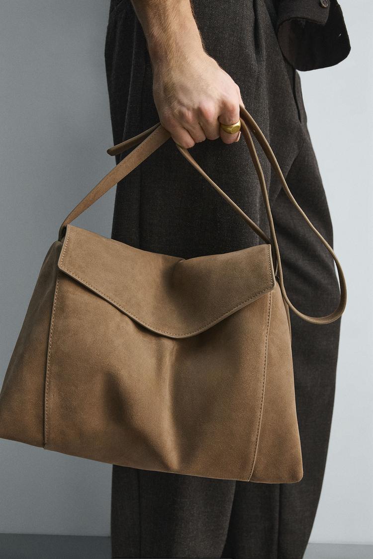 LEATHER CROSSBODY BAG L LIMITED EDITION Khaki Green ZARA Georgia