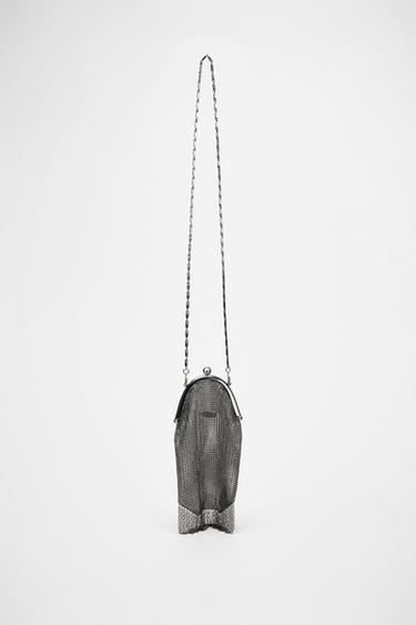 BOLSO MINI SACA MALLA METÁLICA - Plata de Zara
