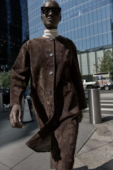 100% LEATHER COAT - Brown by Zara - Image 2