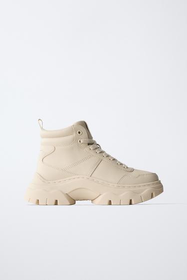Zara CHUNKY HIGH-TOP SNEAKERS - Off White