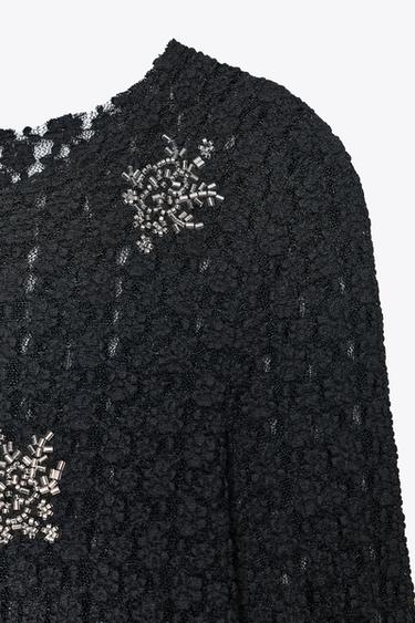 BEADED LACE TOP - Black by Zara - Image 7
