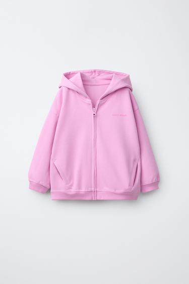 SUDADERA CREMALLERA INTERLOCK TEXTO RELIEVE - Rosa / Lila de Zara