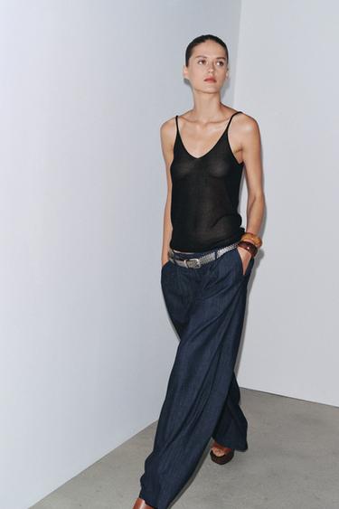 Zara ZW COLLECTION DENIM JOGGER PANTS - Blue