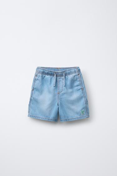 DENIM BERMUDA SHORTS WITH ELASTIC WAIST - Mid-blue by Zara - Image 0