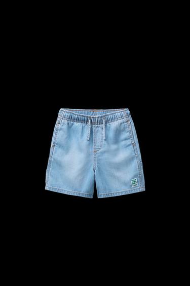 Zara DENIM SHORTS WITH ELASTIC WAIST - Mid-blue - Image 0