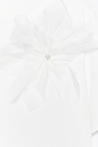 VOLUMINOUS FLORAL T-SHIRT - White by Zara - Image 5