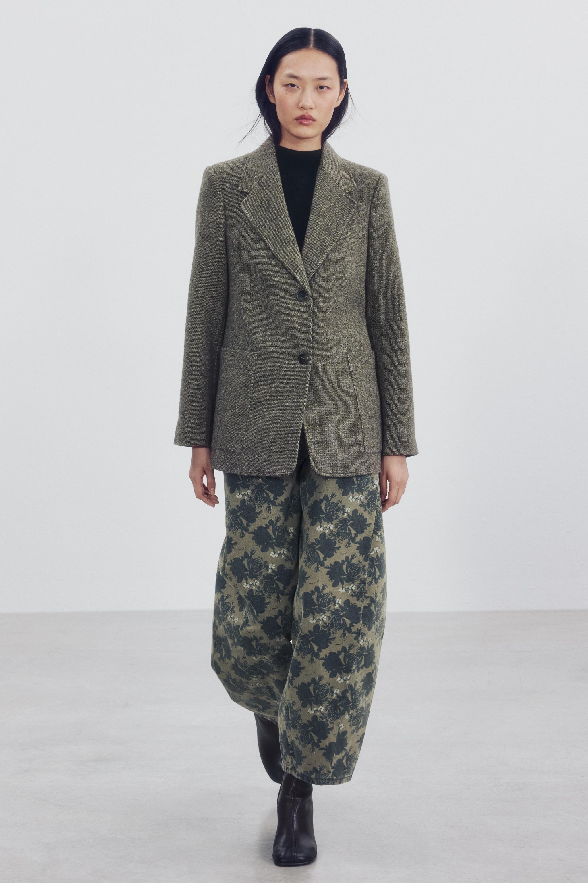ZW COLLECTION ウール混ストレートブレザー - ベージュマール | ZARA