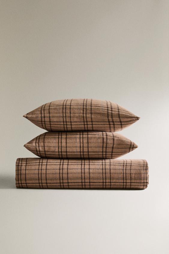 LINEN AND COTTON CHECK BEDDING ZARA United States
