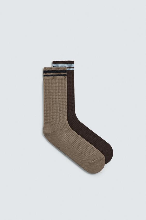 TWO PACK WAFFLE KNIT SOCKS