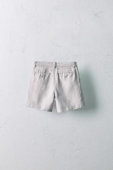 6-10 ANS/ BERMUDA AVEC LIN ÉDITION LIMITÉE - Gris clair de Zara - Image 1