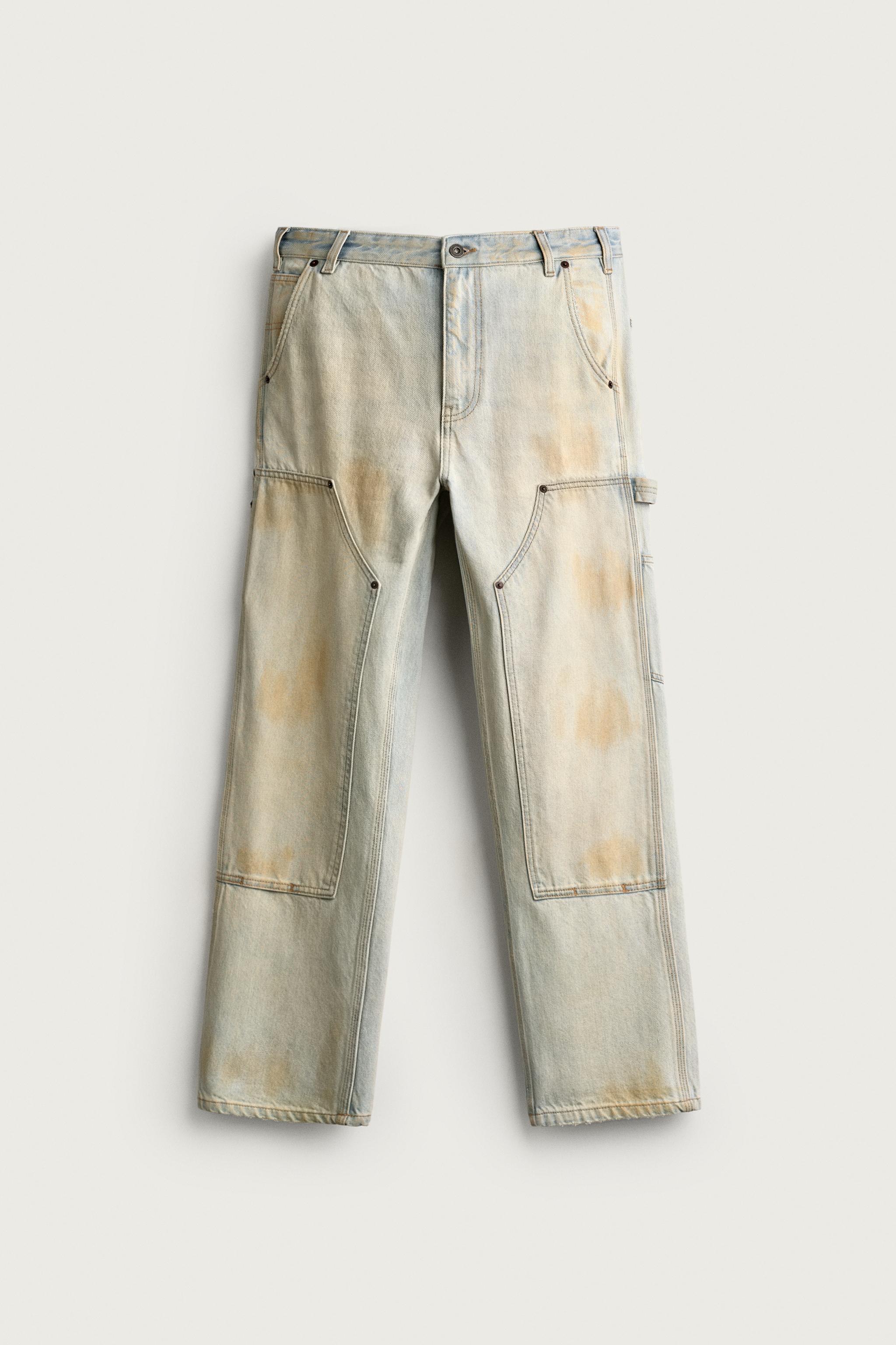 VINTAGE EFFECT CARPENTER PANTS — Blue