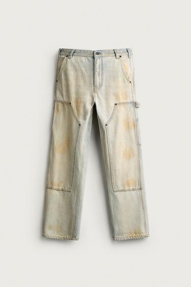 VINTAGE EFFECT CARPENTER PANTS — Blue 1