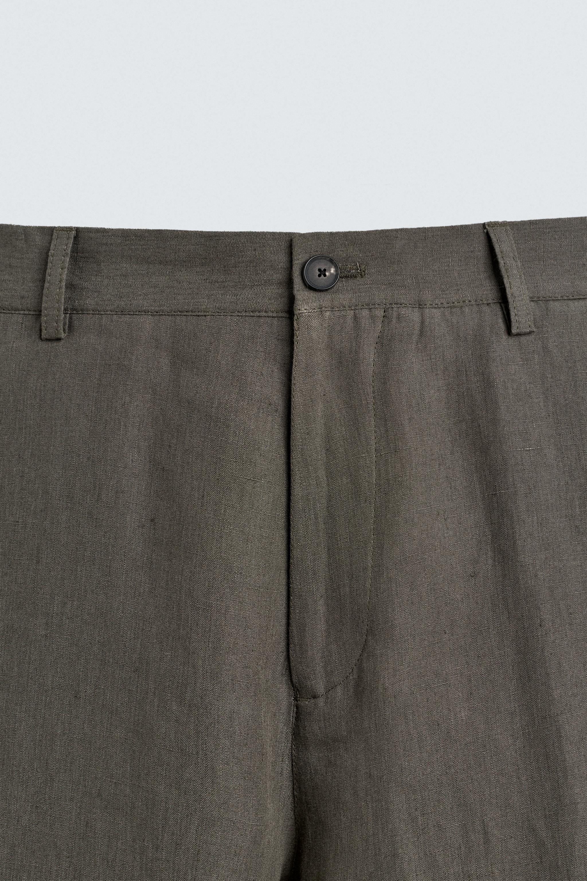 100% LINEN STRAIGHT FIT PANTS