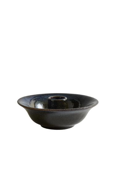 IRON AND STONEWARE CANDLEHOLDER - Blue by Zara