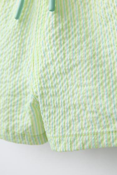 2-6 YEARS / STRIPED TEXTURED SWIM SHORTS - Lime by Zara - Image 3