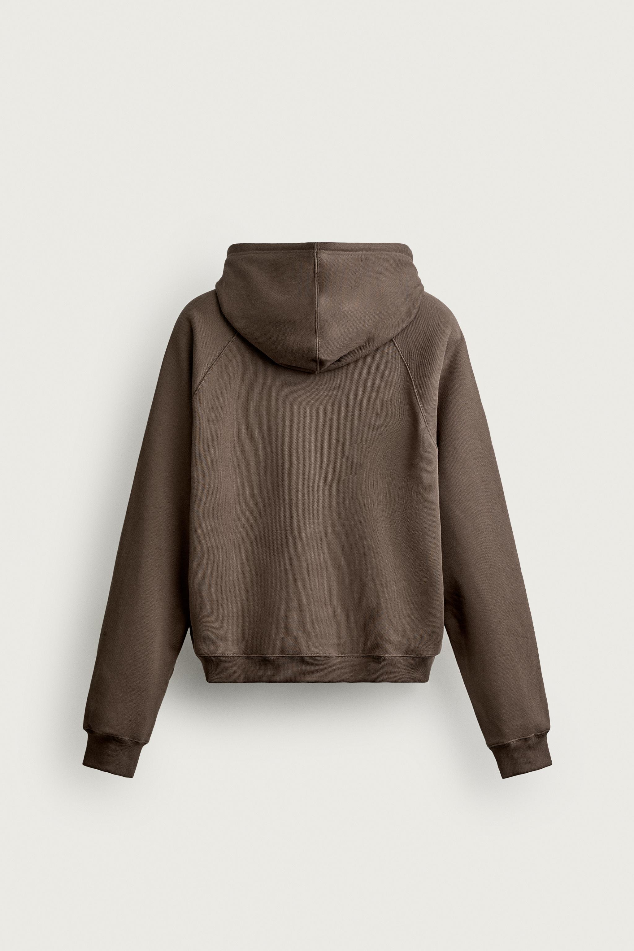 Zara NUEVA YOL YAMALI KAPÜŞONLU SWEATSHIRT görsel 6