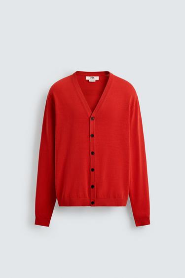 RELAXED FIT CARDIGAN - Red by Zara