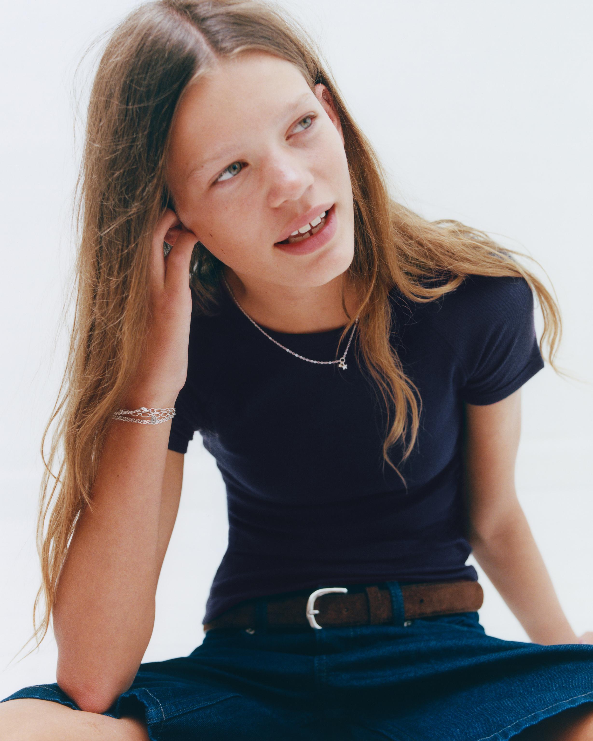 COTTON MODAL PLAIN T-SHIRT — Navy blue