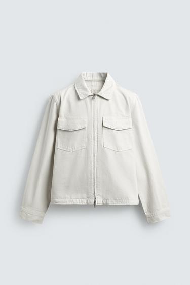 DENIM OVERSHIRT WITH ZIP - White by Zara