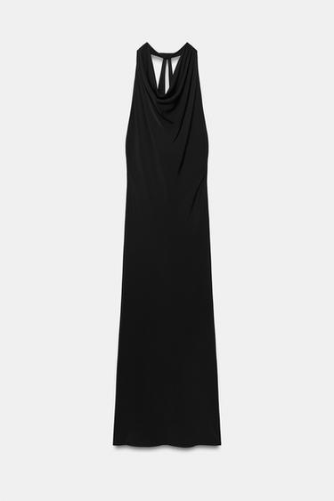 VESTIDO MIDI HALTER CADENA - Negro de Zara