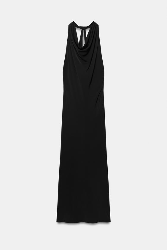 CHAIN HALTER MIDI DRESS - Black by Zara - Image 0