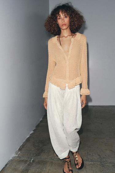 CROCHET KNIT TOP - Sand by Zara - Image 0