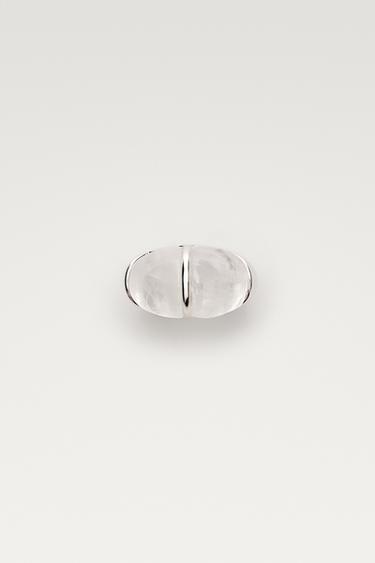 Round quartz stone statement ring — Silver 1