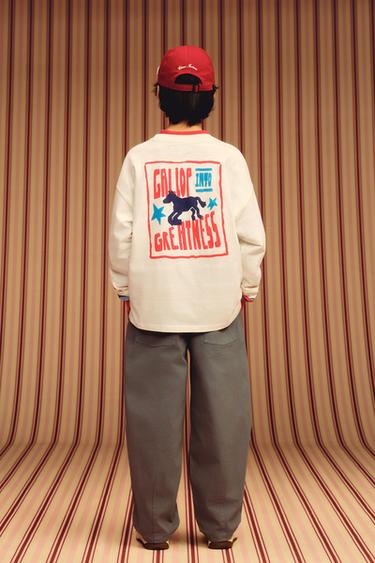 Zara 繭型打褶長褲 - 水洗藍色