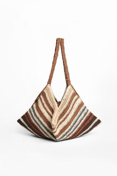 Zara CROCHET-EFFECT SHOULDER BAG - Multi-color