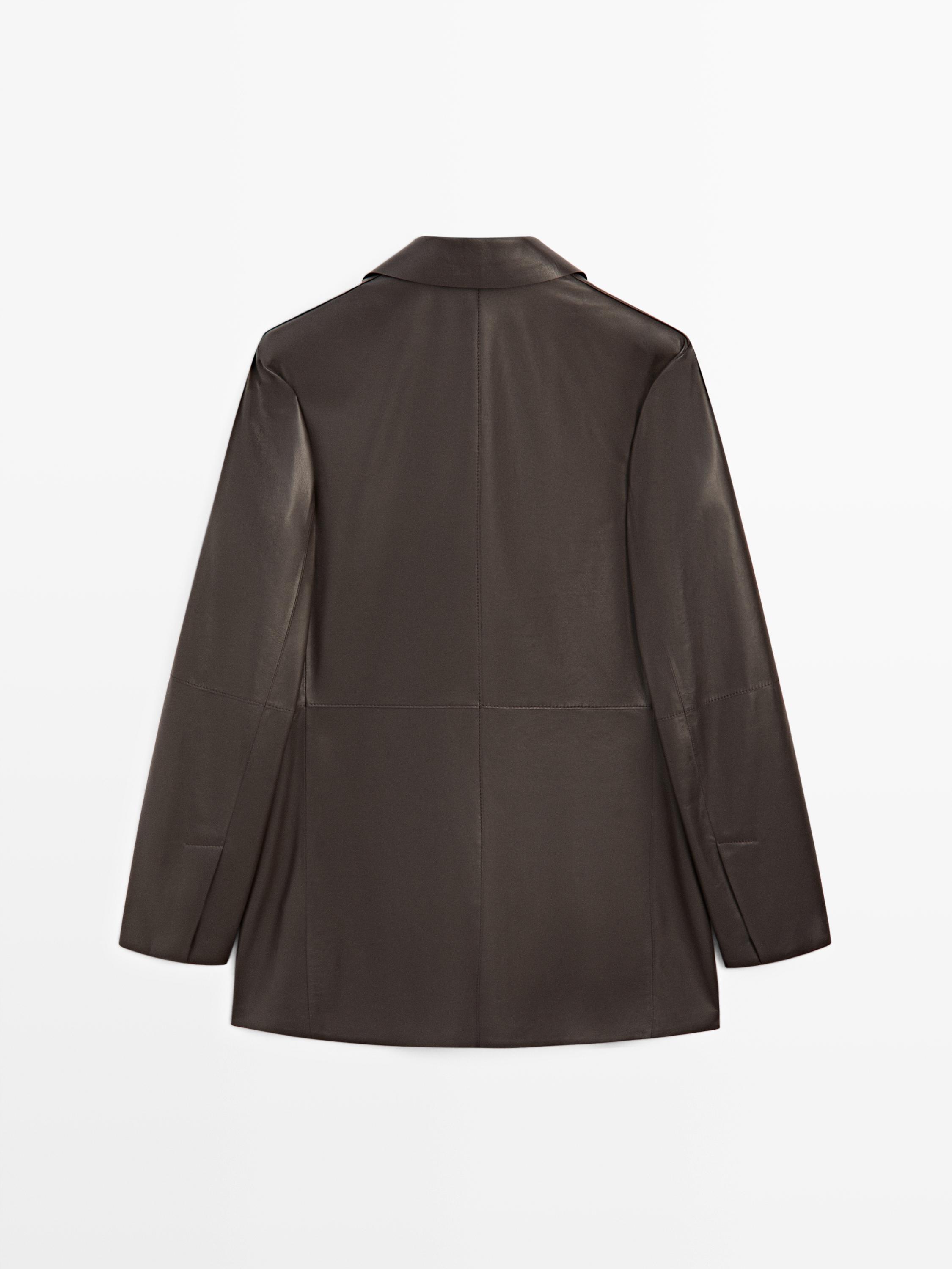 Blazer à col revers en cuir - STUDIO
