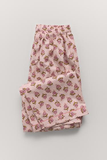 6-14 ANOS/ PIJAMA CAMISA E CALÇA FLORAL - Rosa da Zara