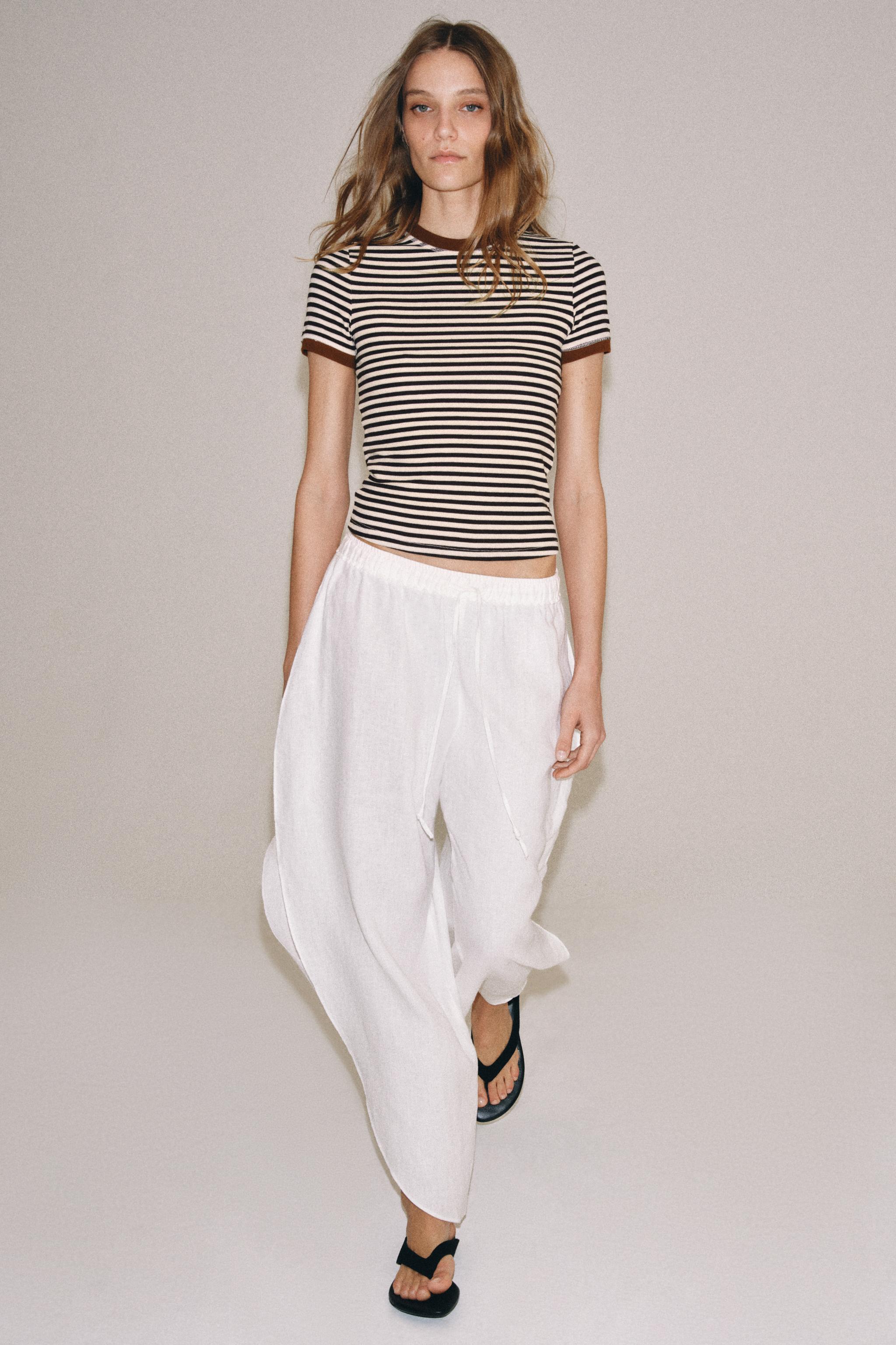 SHORT SLEEVE STRIPED T-SHIRT — striped